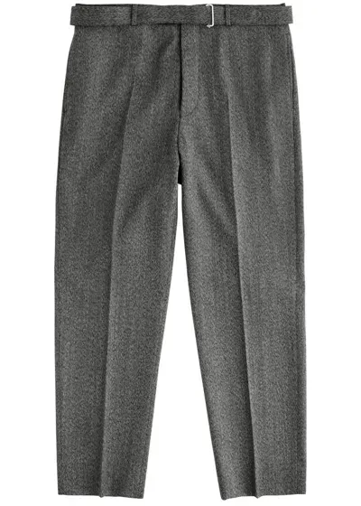 Officine Generale Italian Herringbone Wool Pants Darkgrey/lightgrey In Grey