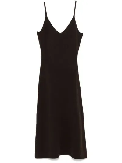 Officine Generale Marga Midi Dress In Dark Coffee