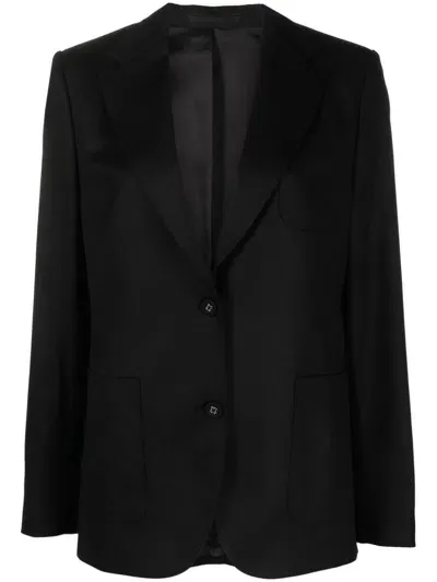 Officine Generale Single-breasted Virgin Wool Blazer In Black