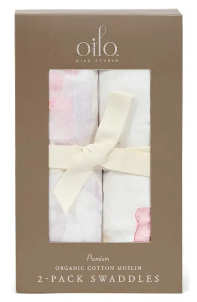 Oilo Kids' 2-pack Swaddle Blankets In Blush Butterfly