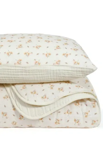 Oilo Kids'  Organic Cotton Muslin Quilt & Sham Set In Eggshell