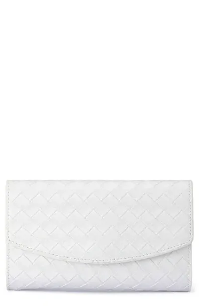 Olga Berg Aisha Woven Faux Leather Clutch In White