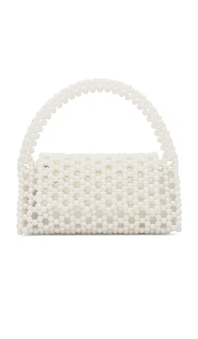 Olga Berg Amrita Bead Top Handle Bag In White