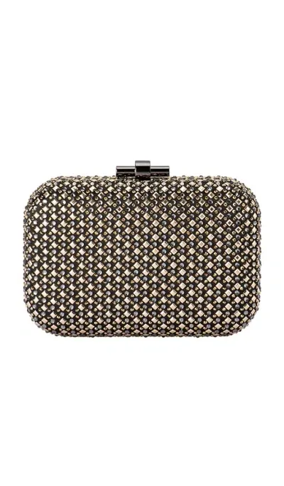 Olga Berg Ellen Hotfix Clutch In Metallic Neutral