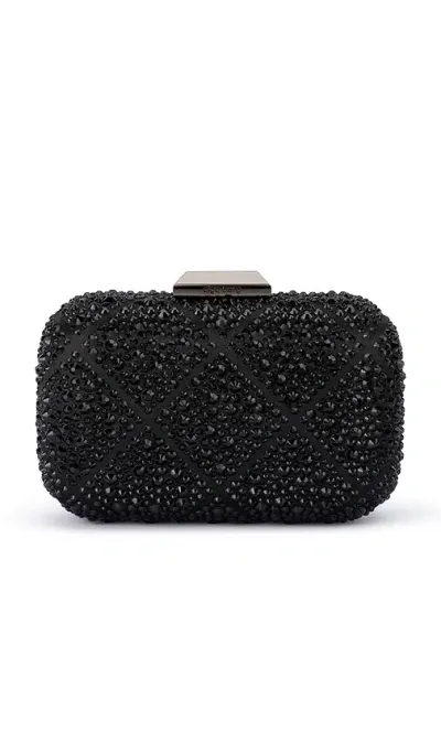 Olga Berg Keren Diamond Hotfix Clutch In Black