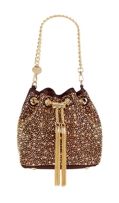 Olga Berg Mika Crystal Pouch In Brown