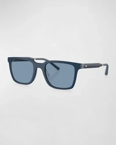 Oliver Peoples X Federer Men's Mr. Federer Rectangle Sunglasses In Matte Blue