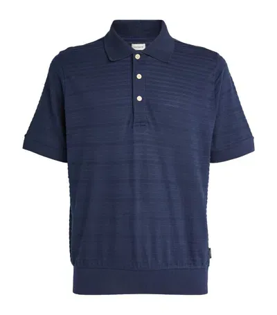 Oliver Spencer Glendale Ribbed-knit Polo Shirt In Blue