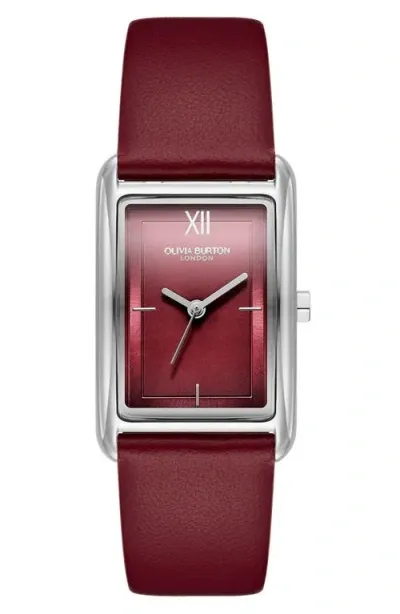 Olivia Burton Women's Cranberry Leather Strap Watch 23mm