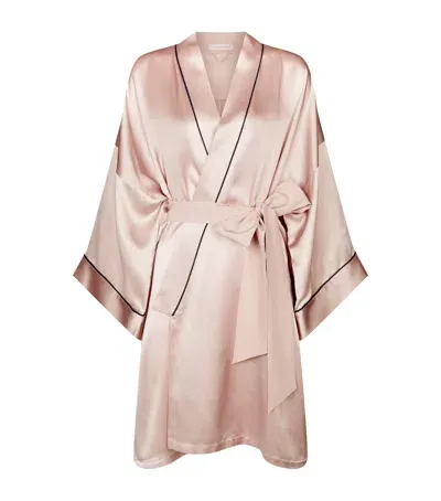 Olivia Von Halle Mimi Silk Robe In Pink