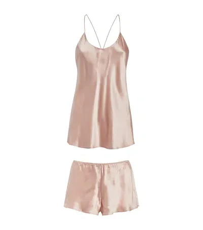 Olivia Von Halle Silk Bella Pyjama Set In Pink