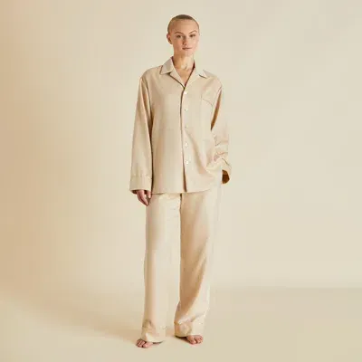 Olivia Von Halle Vanderbilt Muscat Beige Pajamas