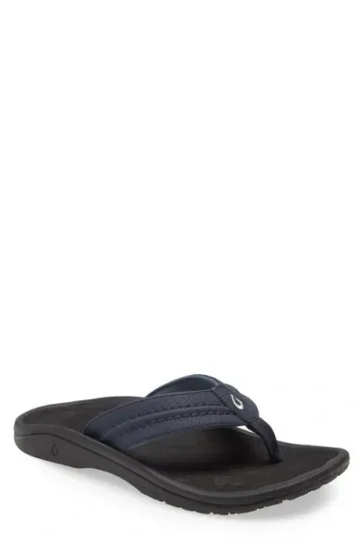 Olukai Hokua Flip Flop In Blue Depth/black