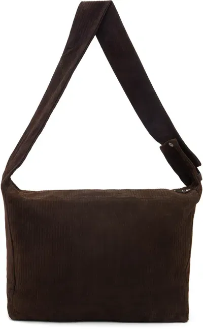 Omar Afridi Brown Oscar Bag In Dark Brown Stripe