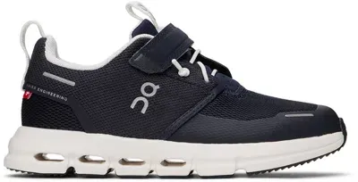 On Little Kids Navy Cloud Play Sneakers In Midnight | White