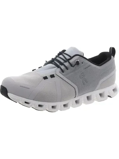 On Running Cloud 5 Waterproof Glacier White Trainers In Grey Fabric