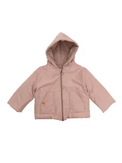 One More In The Family Kids' Padded Jacket Fine Stripes Jersey Inside Lining In Pink