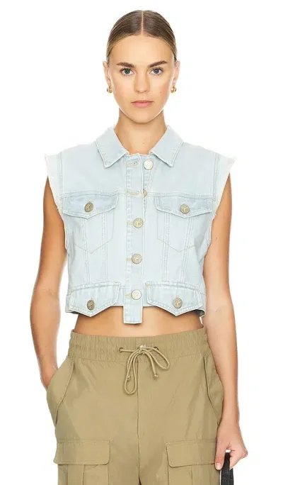 One Teaspoon Cropped Denim Trucker Top In 浅天蓝色