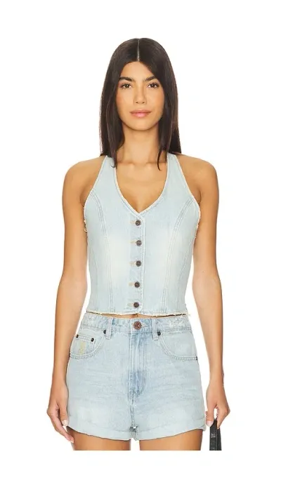 One Teaspoon Denim Halter Top In 올드 웨스트