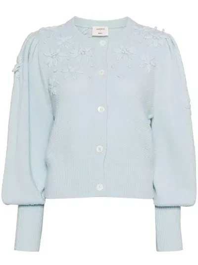 Onefifteen Floral-embroidered Cardigan In Blue