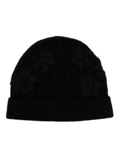 Onefifteen Floral-embroidered Knit Beanie In Black