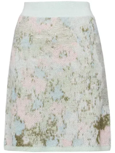 Onefifteen Floral-intarsia Knitted Skirt In Blue