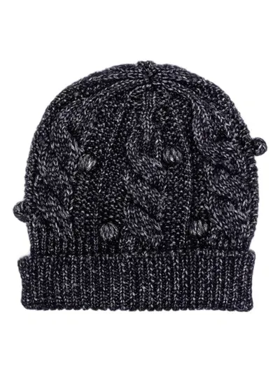 Onefifteen Glitter Cable-knit Beanie In Blue