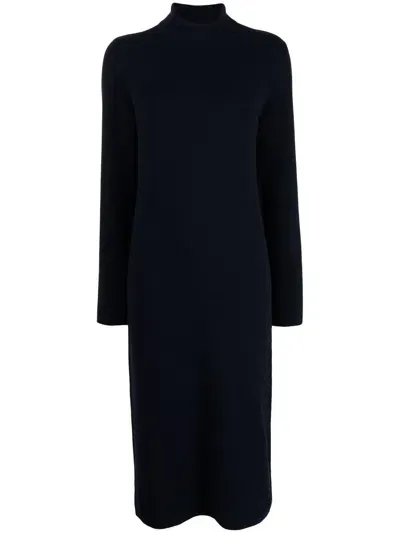 Onefifteen Ribbed-knit Roll Neck Dress In Blau