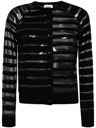 Onefifteen Striped Long-sleeve Cardigan In Black