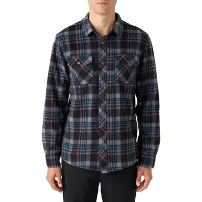 O'neill Glacier Plaid Superfleece Snap-up Shirt In Black