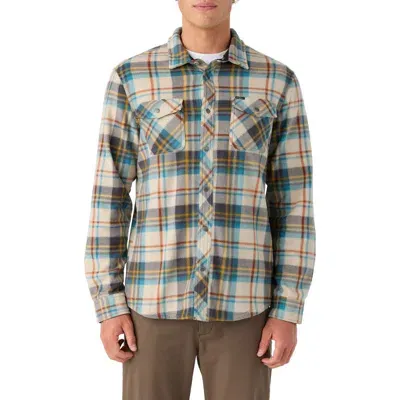 O'neill Glacier Plaid Superfleece Snap-up Shirt In Light Khaki