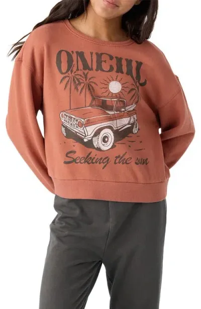 O'neill Kids' Ana Cotton Graphic Sweatshirt In Cedar Wood