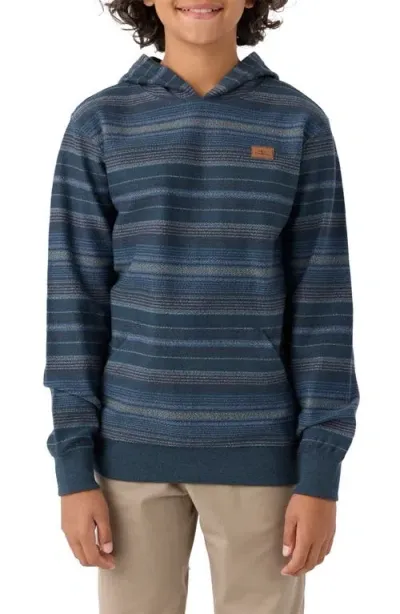 O'neill Kids' Bavaro Stripe Pullover Hoodie In Midnight Navy