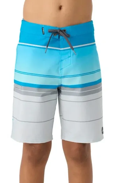 O'neill Kids' Hyperfreak Heat Stripe Swim Trunks In Fog 2