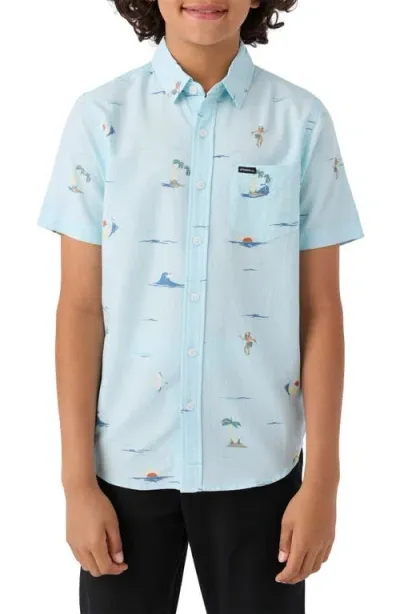 O'neill Kids' Oasis Short Sleeve Button-up Shirt In Sky Blue 2