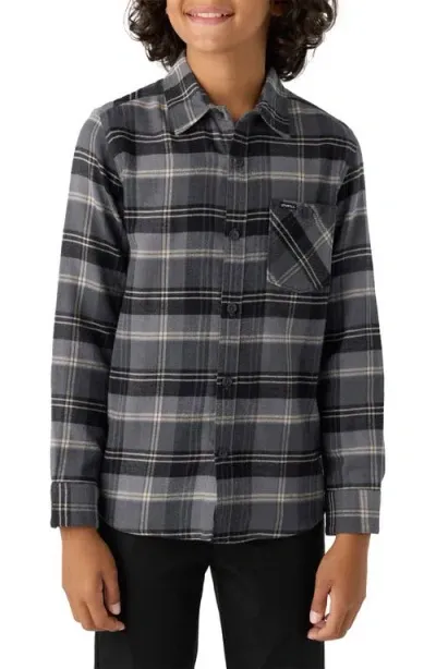 O'neill Kids' Redmond Plaid Flannel Button-up Shirt In Graphite