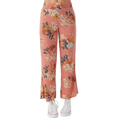 O'neill Kids' Tommie Floral Wide Leg Smocked Waist Pants In Canyon Clay