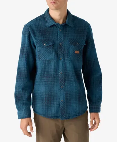 O'neill Men's Glacier Plaid High Pile Super Button Shirt In Blue Shadow