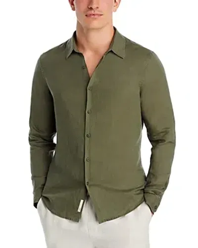 Onia Long Sleeve Button Front Shirt In Dark Olive