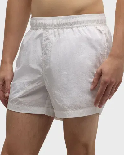 Onia Men's Nylon Crinkle Swim Shorts In White