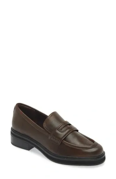 Open Edit Collier Penny Loafer In Brown Chocolate