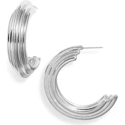 Open Edit Deco Ridge Hoop Earrings In Metallic