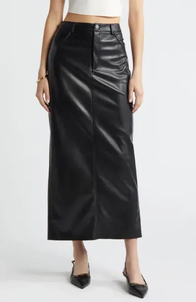 Open Edit Faux Leather Maxi Skirt In Black