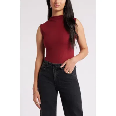 Open Edit Funnel Neck Double Layer Bodysuit In Red Grape