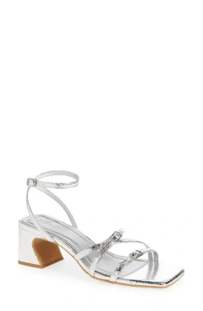 Open Edit Iliana Ankle Strap Sandal In Silver Snake