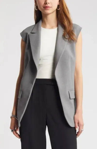 Open Edit Longline Vest In Grey Mockingbird Heather