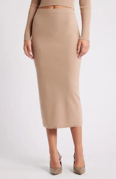 Open Edit Luxe Sculpt Maxi Skirt In Tan Natural