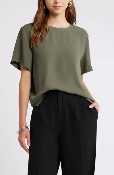 Open Edit Matte Satin Tee In Green City