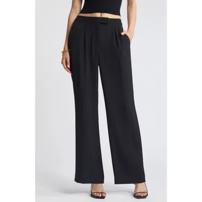 Open Edit Pleated Wide Leg Pants In Black