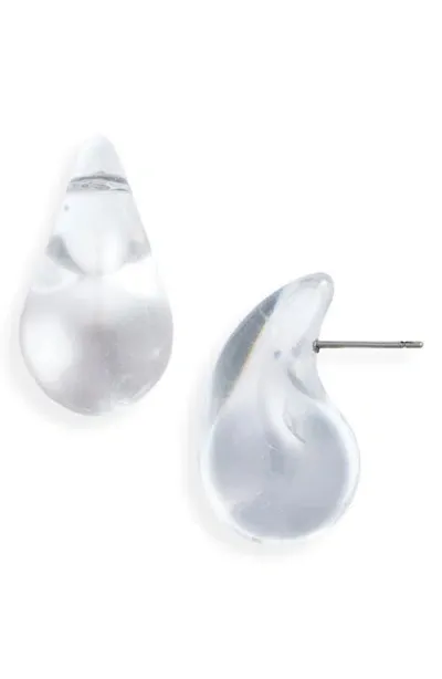 Open Edit Resin Teardrop Stud Earrings In Clear